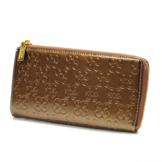 Coach Accordion Zip Large Gold Wallets DUZ - Click Image to Close